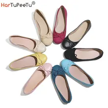 Women Ballet Flats Slip on Soft PU Leather Shoes Leisure Butterfly-knot Men Spring Summer Princess Girl Zapatillas Mujer Sapato