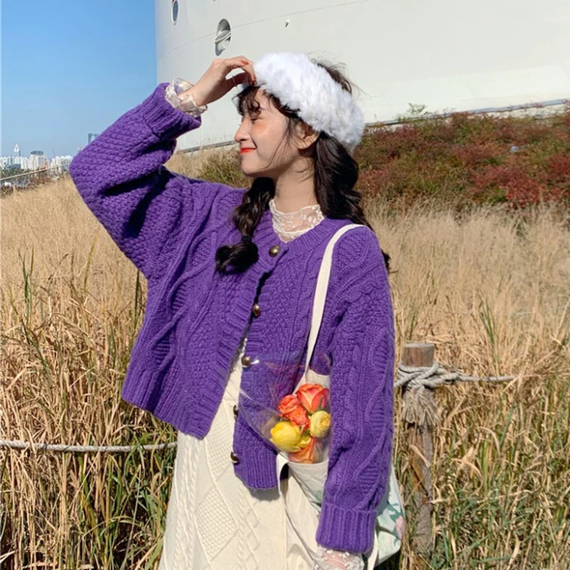 Retro Twist Knit Cardigan Autumn Fashion Women Loose Sweater Long Sleeve Single Breasted Solid Cardigan Coat Female Casual Tops
Retro Twist Knit Cardigan Autumn Fashion Women Loose Sweater Long Sleeve Single Breasted Solid Cardigan Coat Female Casual Tops