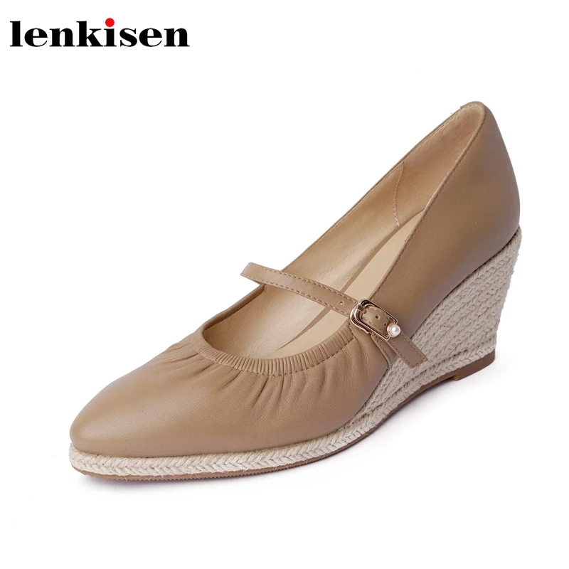 Lenkisen 2021genuine leather pointed toe wedges high heels shallow simplicity casual buckle straps daily wear women pumps L68
Lenkisen 2021genuine leather pointed toe wedges high heels shallow simplicity casual buckle straps daily wear women pumps L68