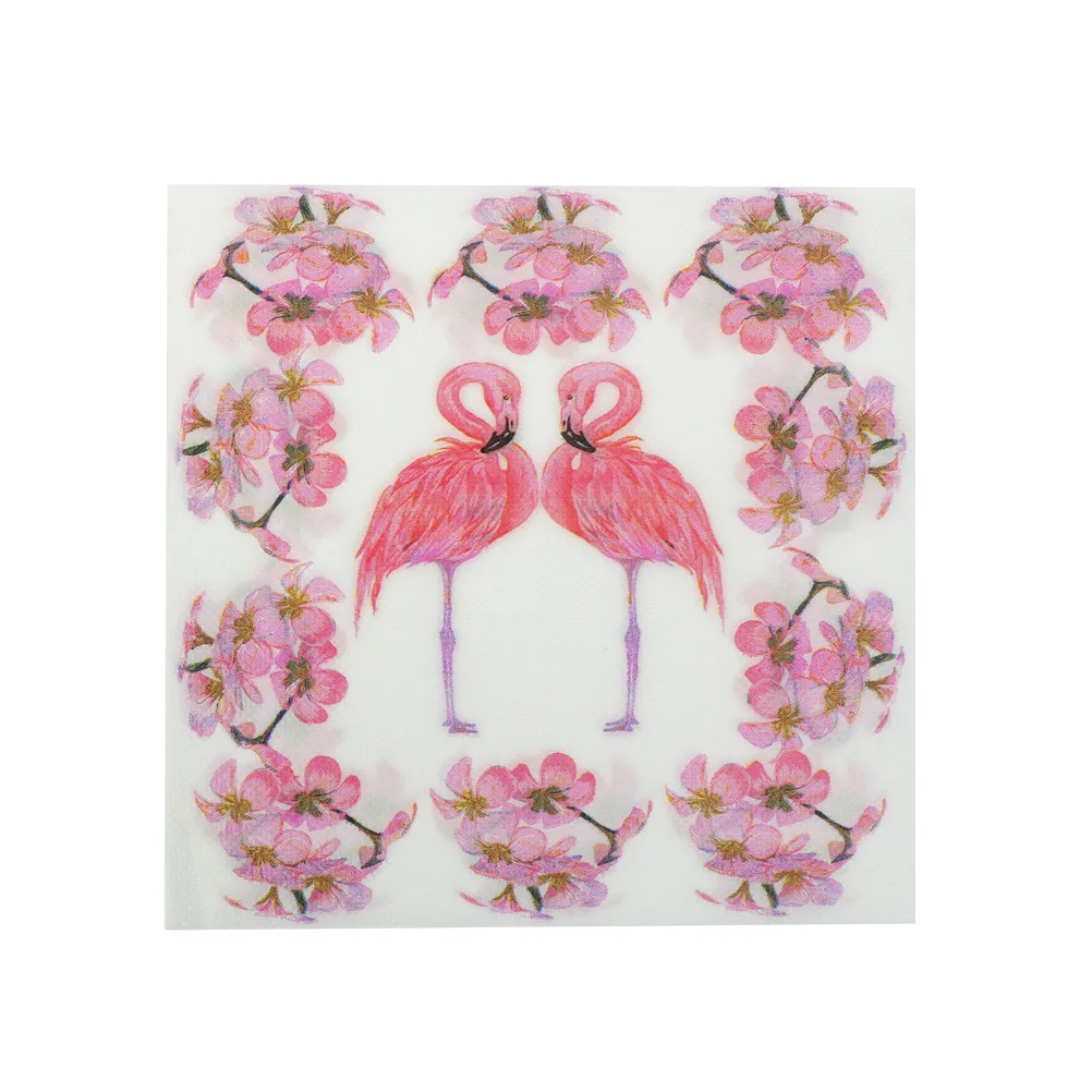 

20Pcs/lot Pink Flamingo Bird Theme Paper Napkin Festive & Party Tissue Napkin Decoupage Party Decoration Decor 33*33cm