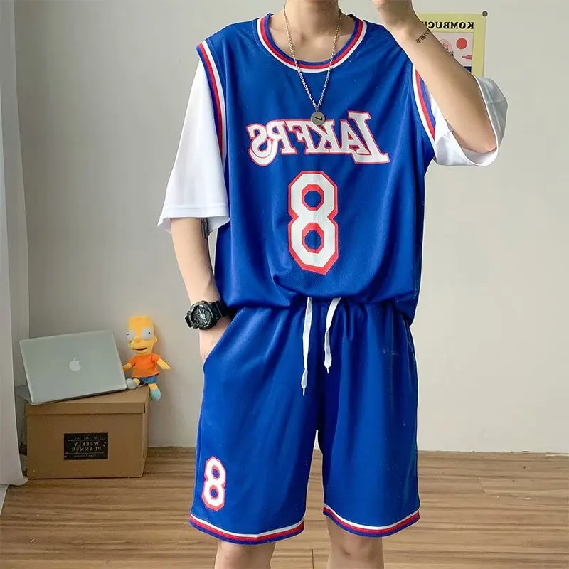 Мужской костюм для занятий спортом в гонконгском стиле футболка с коротким