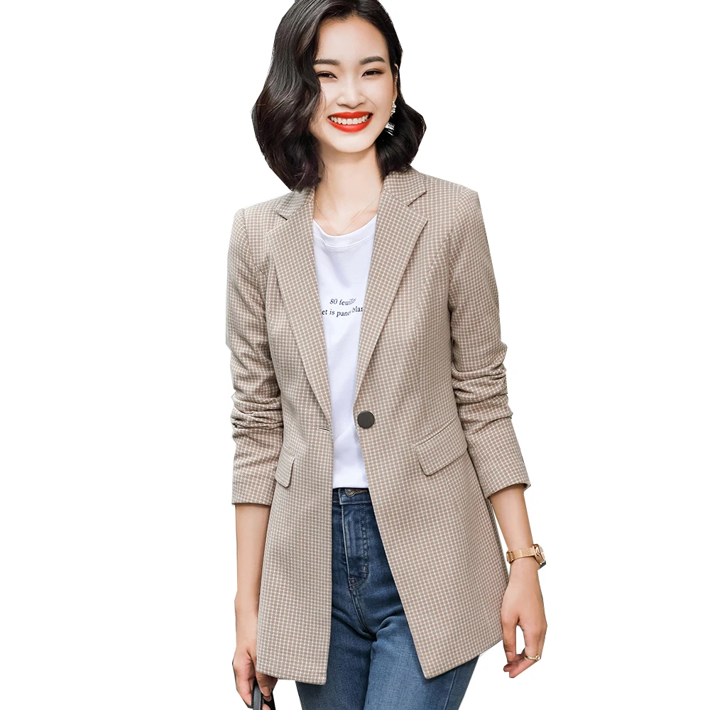 High Quality Apricot Gray Brown Plaid Blazer Women Spring Autumn Single Button S-5XL Coat Jacket for Ladies
High Quality Apricot Gray Brown Plaid Blazer Women Spring Autumn Single Button S-5XL Coat Jacket for Ladies