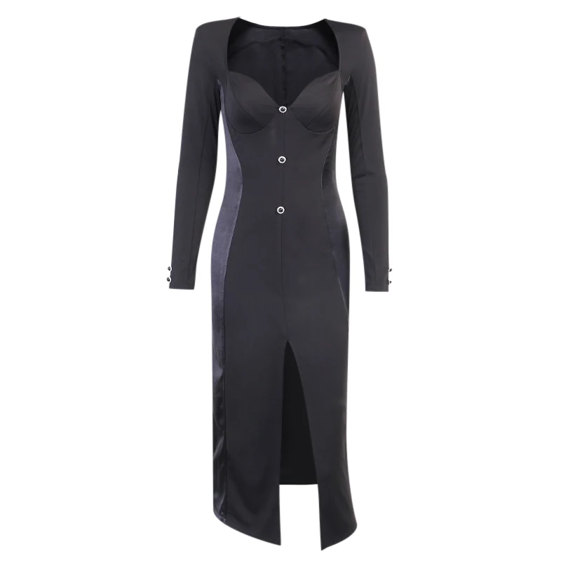 InsDoit Sexy Dress Goth Vintage Autumn Long Sleeve Bodycon Slit Dress Women Button Aesthetic Elegant High Waist Party Dresses 
InsDoit Sexy Dress Goth Vintage Autumn Long Sleeve Bodycon Slit Dress Women Button Aesthetic Elegant High Waist Party Dresses