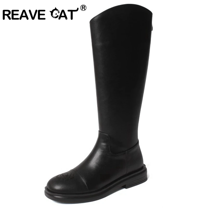 REAVE CAT Women knee boots Genuine leather Slip on Female mujer Autumn winter Shoes woman High quality Fashion Cool Casual A4537
REAVE CAT Women knee boots Genuine leather Slip on Female mujer Autumn winter Shoes woman High quality Fashion Cool Casual A4537