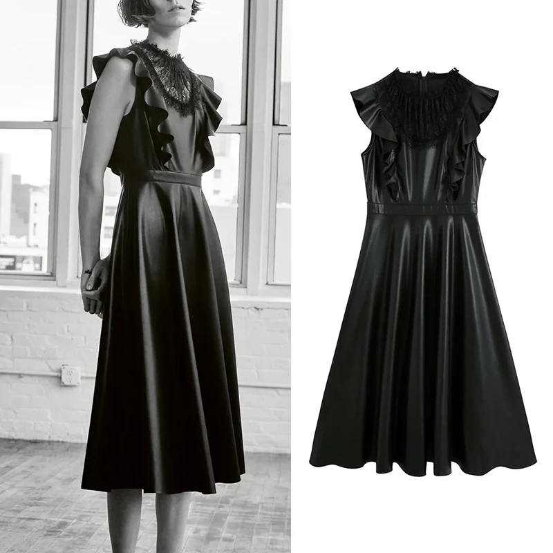 WXWT Za Women Black Faux Leather Sleeveless Dress 2021 Fashion High Street Ladies Temperament Midi Dresses BB4147
WXWT Za Women Black Faux Leather Sleeveless Dress 2021 Fashion High Street Ladies Temperament Midi Dresses BB4147