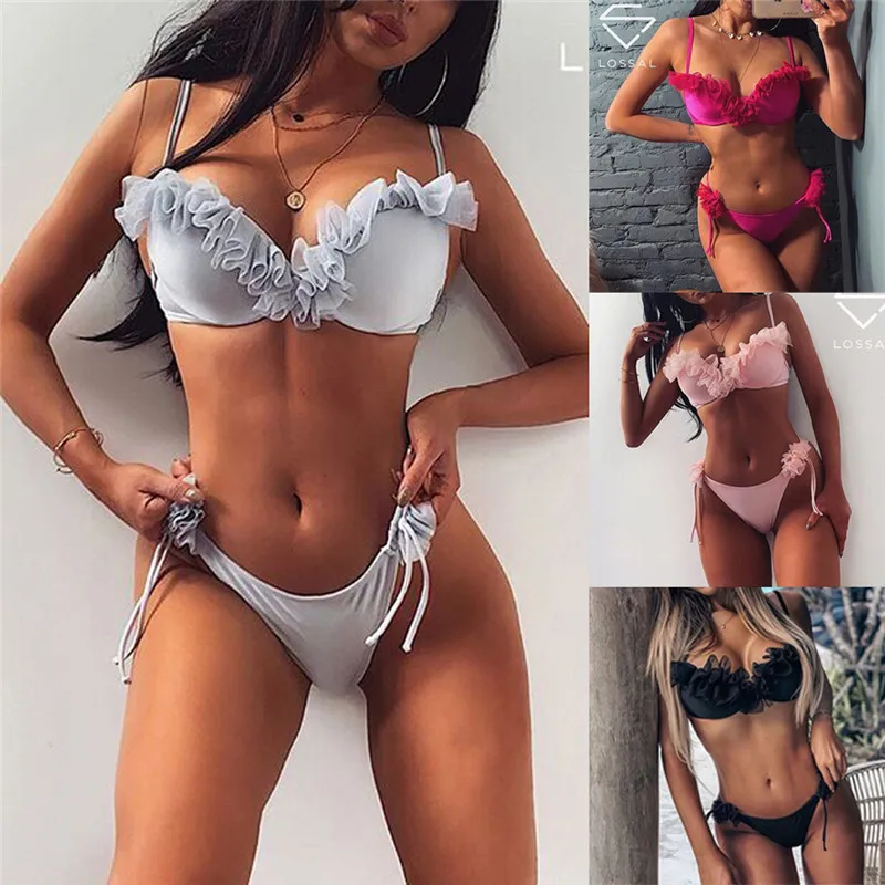 2020 Women's Sexy Bikini Set Two-Pieces Ruffles Push Up Padded Summer Bra Thong Bandage Swimsuit Swimwear Bathing Suit Beachwear
2020 Women's Sexy Bikini Set Two-Pieces Ruffles Push Up Padded Summer Bra Thong Bandage Swimsuit Swimwear Bathing Suit Beachwear