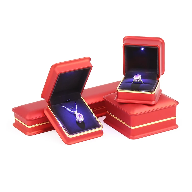 

Logo Custom New Lighted Jewelry Box Led Luminous Ring Box Proposal Wedding Ring Box Sen Series Pendant Bracelet Earring Box