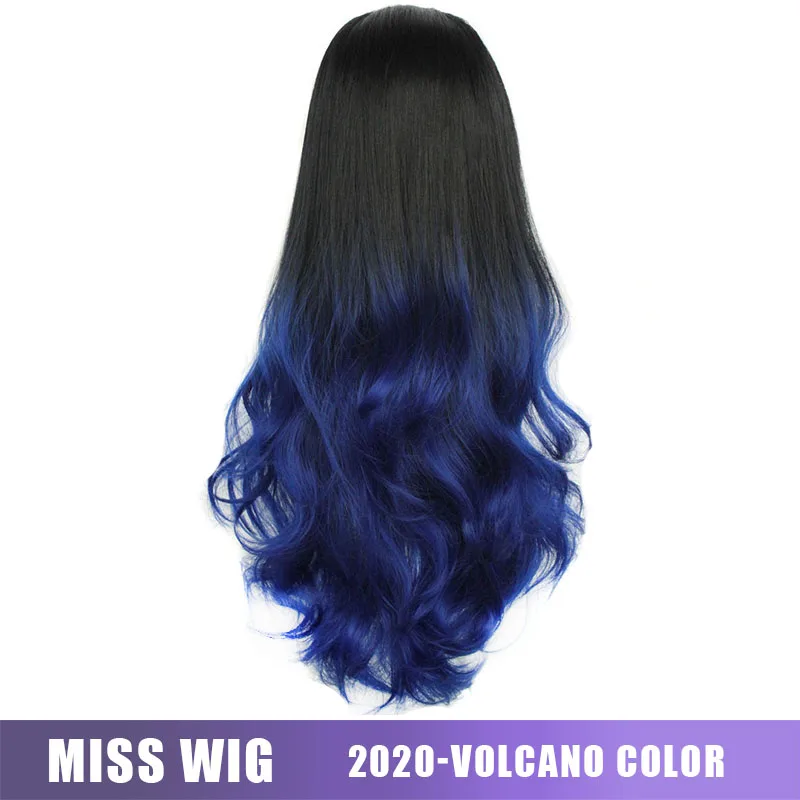 Длинные волнистые полупарики MISS WIG фиолетового цвета Омбре 6 цветов в наличии