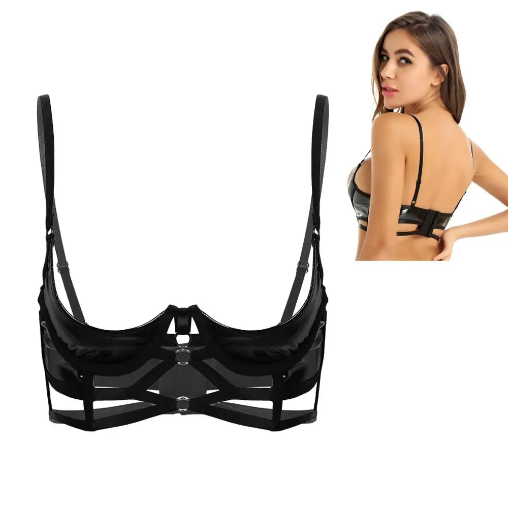 Womens Wet Look Fetish Costumes Leather Lingerie Romantic Night Quarter Open Cup Bra Hot Sexy Strappy Bondage Underwired Bra Top
Womens Wet Look Fetish Costumes Leather Lingerie Romantic Night Quarter Open Cup Bra Hot Sexy Strappy Bondage Underwired Bra Top