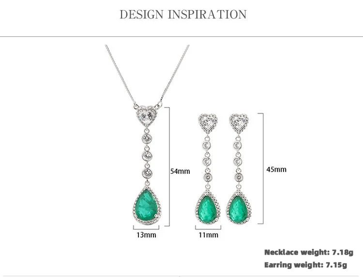 Emerald Colored Gemstone Retro Set Wedding Jewelry Sets Sterling Silver 925 Earring Jewelry Set Emerald Wedding Trend NECKLACE
Emerald Colored Gemstone Retro Set Wedding Jewelry Sets Sterling Silver 925 Earring Jewelry Set Emerald Wedding Trend NECKLACE