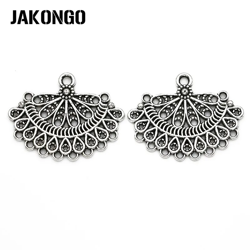 JAKONGO 4 шт. овальный с посеребрением под старину 1-8 Соединитель цветочным узором