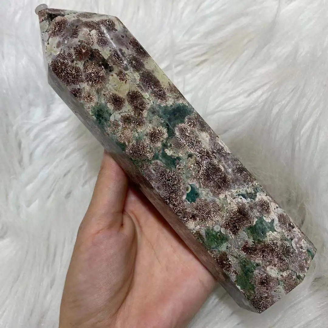 Natural green cherry blossom agate crystal quartz obelisk energy healing gem room decoration furniture aquarium
Natural green cherry blossom agate crystal quartz obelisk energy healing gem room decoration furniture aquarium
