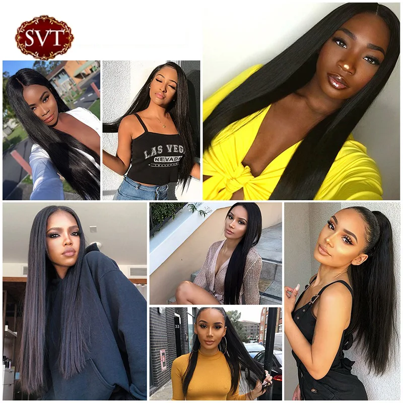 SVT 4x4 Lace Closure Straight Wig Natural Hairline Middle Part T Human Hair Wigs For Black Women Pre Plucked Baby | Шиньоны и парики