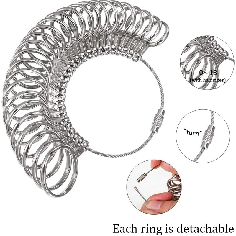 0-13 Ring Sizer Measuring Tool Set Metal Ring Sizers Metal Ring Gauges Finger Sizer & Ring Mandrel 
0-13 Ring Sizer Measuring Tool Set Metal Ring Sizers Metal Ring Gauges Finger Sizer & Ring Mandrel