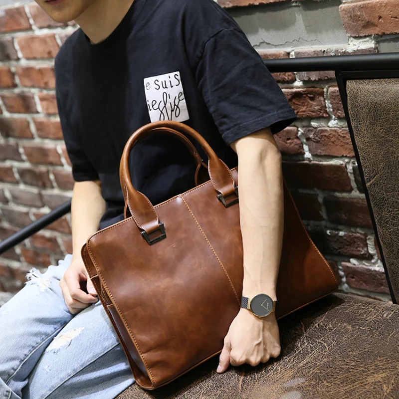 Men's Vintage Crazy Horse Pu Leather Briefcase Business Document handbag 13-13.5 inch laptop Single Shoulder Messenger Bag
Men's Vintage Crazy Horse Pu Leather Briefcase Business Document handbag 13-13.5 inch laptop Single Shoulder Messenger Bag