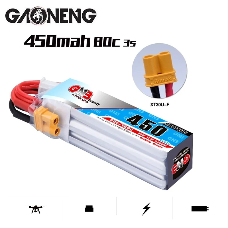 Gaoneng GNB 11.1V 450MAH 3S 80C/160C Lipo Battery XT30U-F Plug for iFlight CineBee Indoor Cine Whoop BetaFPV Drone RC 2/4Pcs
Gaoneng GNB 11.1V 450MAH 3S 80C/160C Lipo Battery XT30U-F Plug for iFlight CineBee Indoor Cine Whoop BetaFPV Drone RC 2/4Pcs