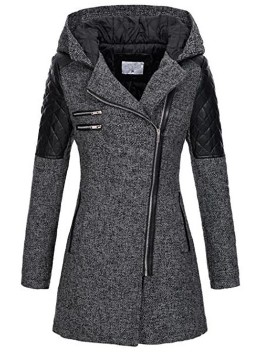 Women Winter Wool Coat 2020 Autumn Zipper Punk Gothic Gray Outerwear Office Fashion Patchwork PU Leather Woolen Blends Overcoat
Women Winter Wool Coat 2020 Autumn Zipper Punk Gothic Gray Outerwear Office Fashion Patchwork PU Leather Woolen Blends Overcoat