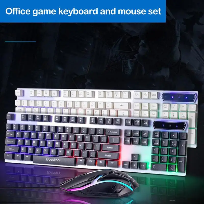 

Luminous Wired Keyboard And Mouse Set Manipulator Feel Luminous Computer Desktop USB Light Backlit Floating Keycap