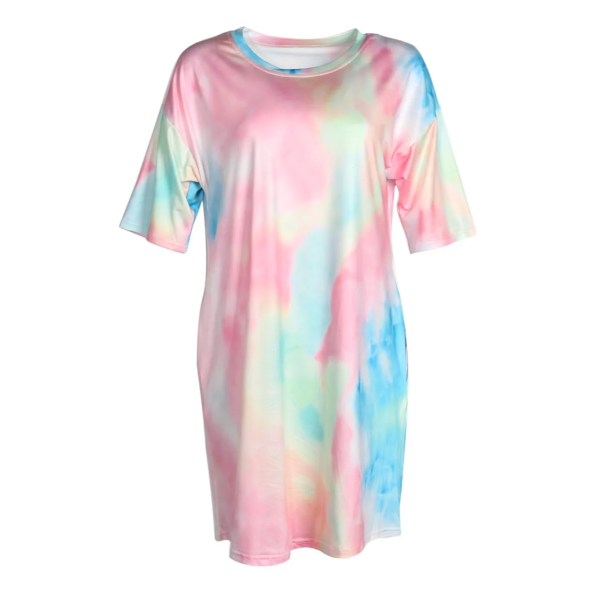 Fashion Tie Dyeing Dress Women Short Sleeve Casual Loose Dresses Female O Neck Shirt Dress Homewear
Fashion Tie Dyeing Dress Women Short Sleeve Casual Loose Dresses Female O Neck Shirt Dress Homewear