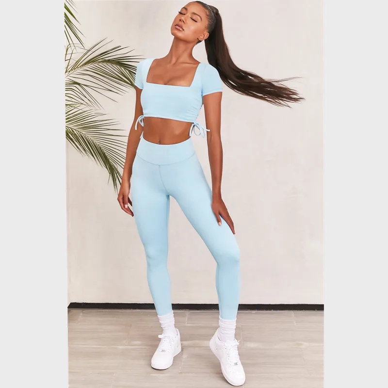 2021 New Fashion Women's Pure Color Square Collar Low Cut Short Sleeve Fitness Sports Clothes 2 Sets
2021 New Fashion Women's Pure Color Square Collar Low Cut Short Sleeve Fitness Sports Clothes 2 Sets