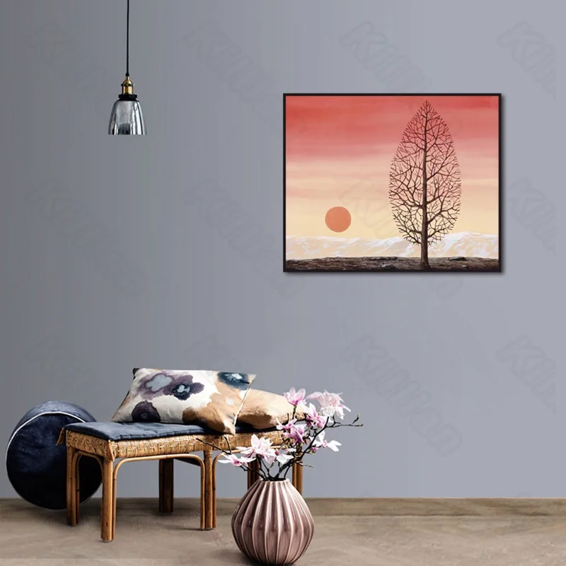 Modern Style Murals Cartoon Pink Sun Dead Tree Frameles Poster Home Residential Bedroom Decoration Living Room Canvas Painting
Modern Style Murals Cartoon Pink Sun Dead Tree Frameles Poster Home Residential Bedroom Decoration Living Room Canvas Painting