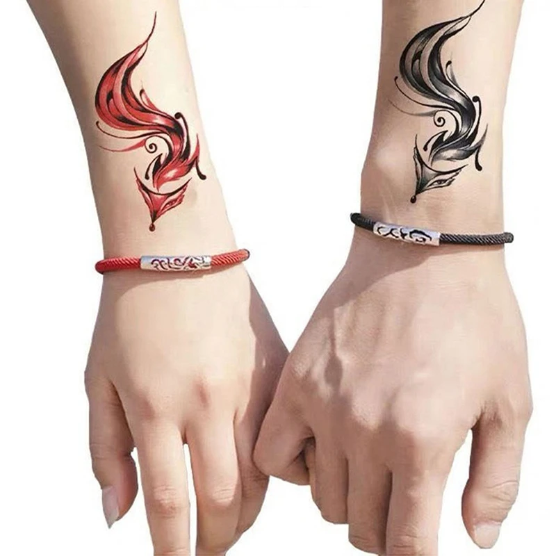 Водостойкие татуировки для женский боди-арт красные черные татуировка лиса 2