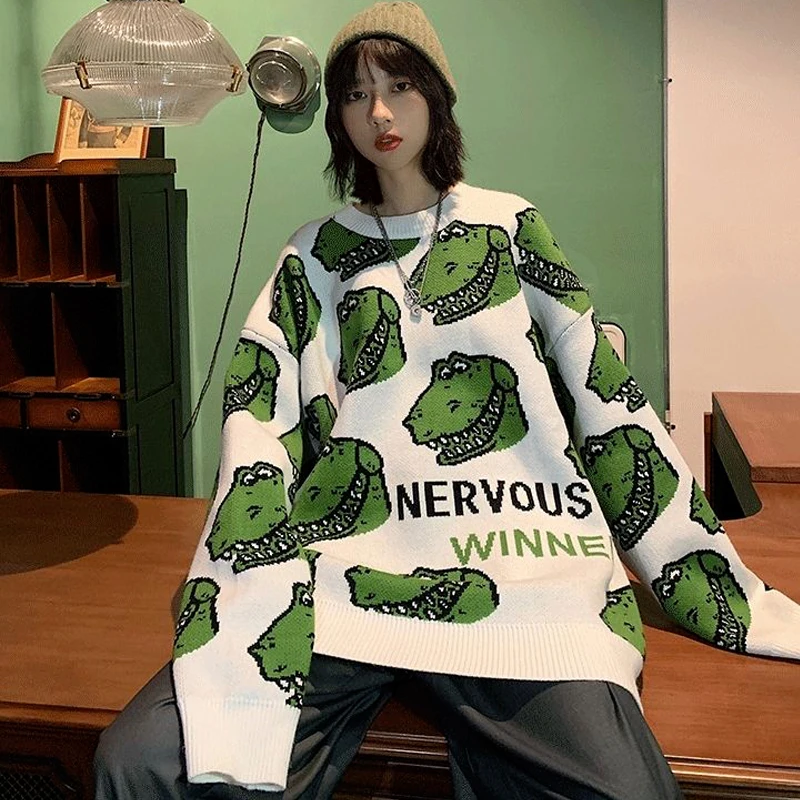 Korean Streetwear Loose Y2K Fashion Pullover Kawaii Crocodile Hip Hop Knit Sweater Winter Loose Autumn Winter Women Y2K Clothes
Korean Streetwear Loose Y2K Fashion Pullover Kawaii Crocodile Hip Hop Knit Sweater Winter Loose Autumn Winter Women Y2K Clothes