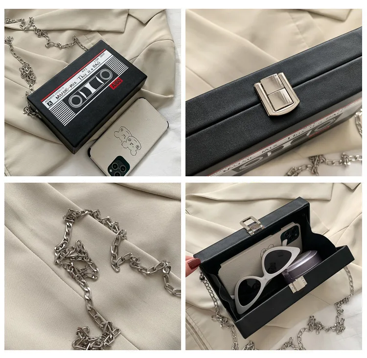 Black & White Tape Shape Design Box Clutch Bag for Women Fashion Purses and Handbags Shoulder Chain Bag Ladies Crossbody Bag
Black & White Tape Shape Design Box Clutch Bag for Women Fashion Purses and Handbags Shoulder Chain Bag Ladies Crossbody Bag