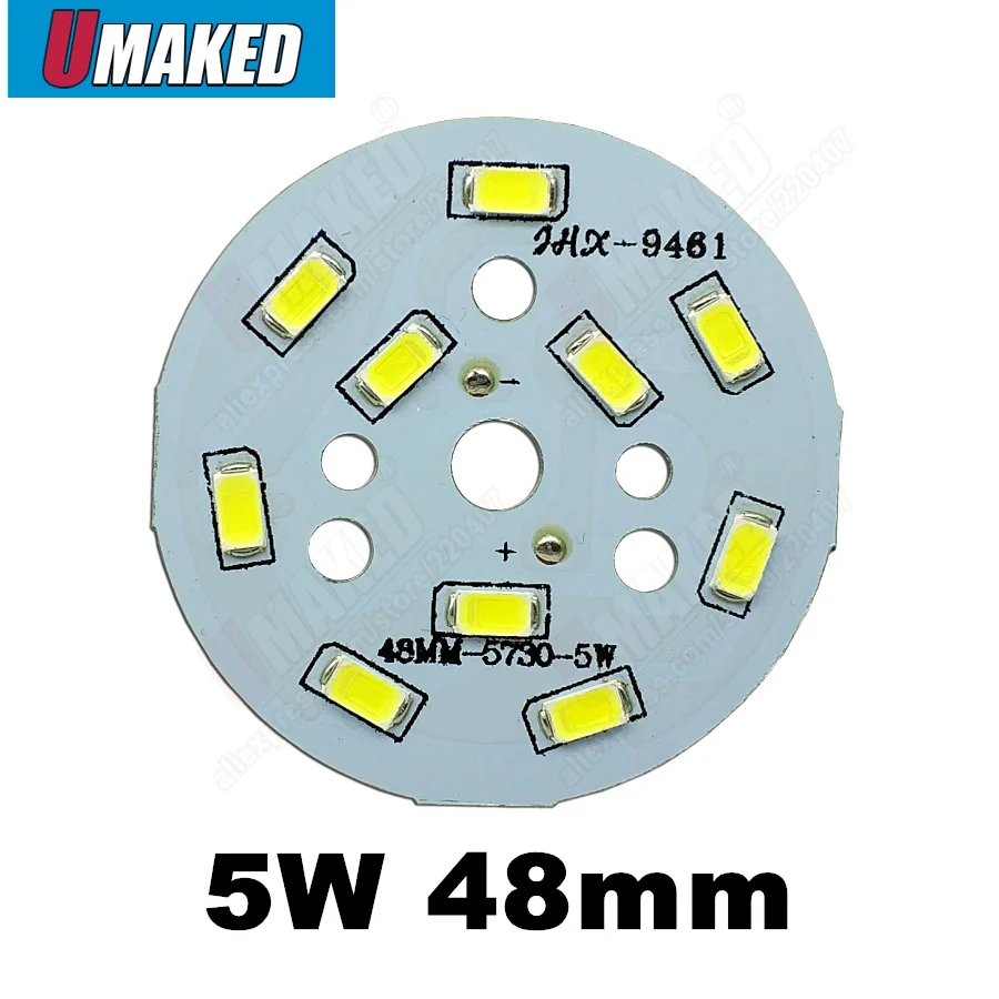 5W 48mm 550lm LED PCB with smd5730 chips installed, aluminum plate base for bulb light, ceiling light, LED lamps
5W 48mm 550lm LED PCB with smd5730 chips installed, aluminum plate base for bulb light, ceiling light, LED lamps