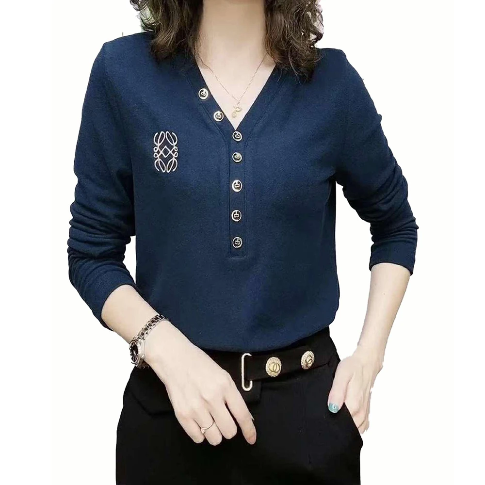Plus Size Women Long Sleeve V-Neck Bottoming Shirt Casual Slim Blouse Oversized Tops Fashion Clothes Buttons Temperament Jumper
Plus Size Women Long Sleeve V-Neck Bottoming Shirt Casual Slim Blouse Oversized Tops Fashion Clothes Buttons Temperament Jumper
