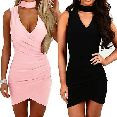 Fashionable Women Ladies Short Necklace V-neck Wrap Mini Party Dress Sexy Bodycon Sleeveless Club Dress Dress
Fashionable Women Ladies Short Necklace V-neck Wrap Mini Party Dress Sexy Bodycon Sleeveless Club Dress Dress