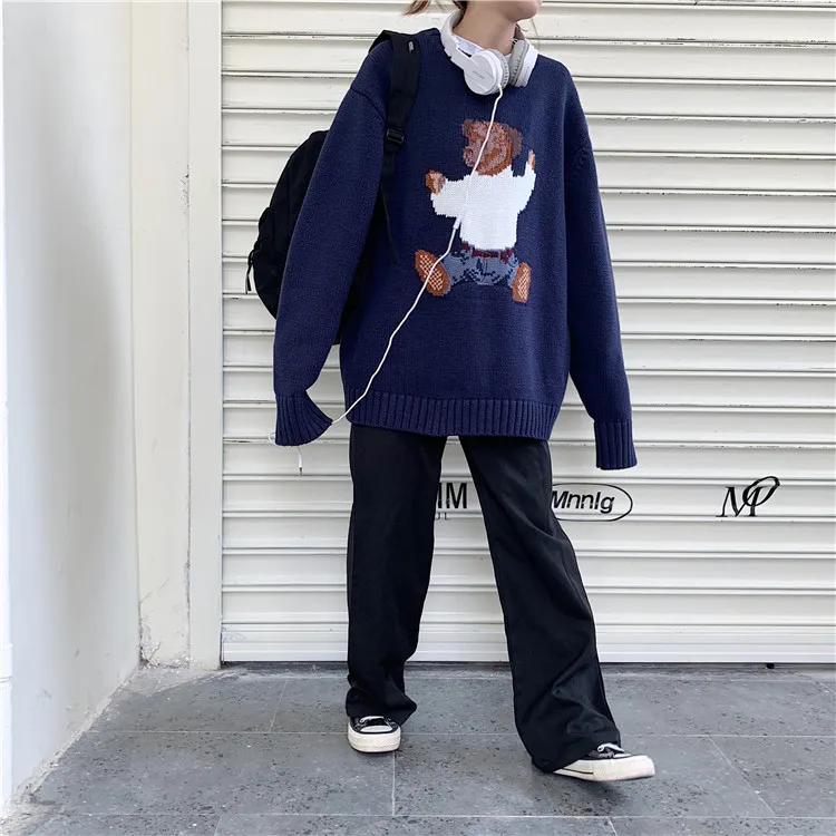 Autumn Lazy Style printing bear pullovers sweaters women long sleeve loose knitting sweater female tops
Autumn Lazy Style printing bear pullovers sweaters women long sleeve loose knitting sweater female tops