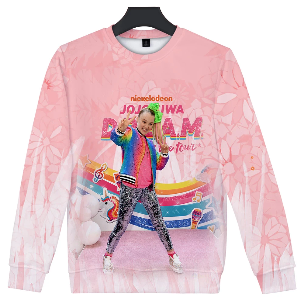 New Fashion 3D JOJO SIWA O-Neck Tops Round Collar Sweatshirt Popular Girl's Harajuku Casual Not Hooded Teenager Pink Clothing
New Fashion 3D JOJO SIWA O-Neck Tops Round Collar Sweatshirt Popular Girl's Harajuku Casual Not Hooded Teenager Pink Clothing