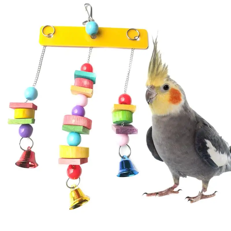 Bird Toy Creative Colorful Wooden Block Bird Cage Hanging Toy With Bells Parrot Bite Resistant Toys Birds Chewing Molar Supplies
Bird Toy Creative Colorful Wooden Block Bird Cage Hanging Toy With Bells Parrot Bite Resistant Toys Birds Chewing Molar Supplies