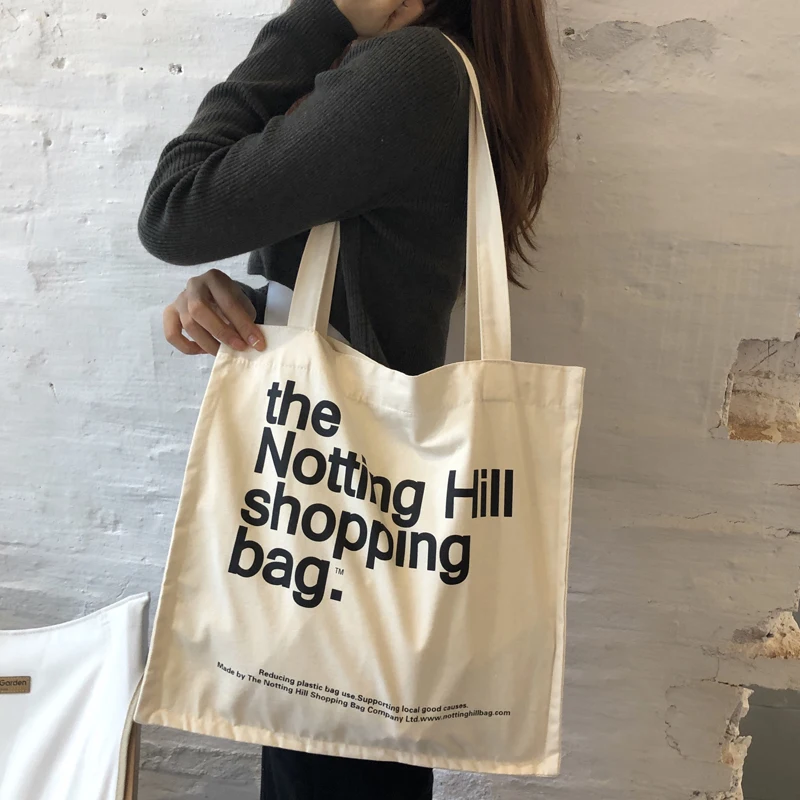 Youth Women Canvas Shopping Bag Eco Handbag Tote Reusable Grocery Shopper Bags Notting Hill Letters Print Student Books Bag
Youth Women Canvas Shopping Bag Eco Handbag Tote Reusable Grocery Shopper Bags Notting Hill Letters Print Student Books Bag
