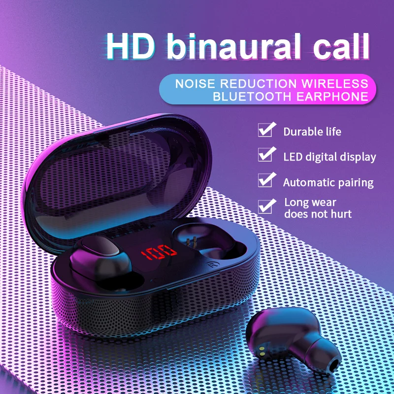 TWS Bluetooth Earphone LED Display Wireless Earphone Waterproof Canceling Headset With Mic For Smart Phone iPhone Xiaomi Huawei
TWS Bluetooth Earphone LED Display Wireless Earphone Waterproof Canceling Headset With Mic For Smart Phone iPhone Xiaomi Huawei