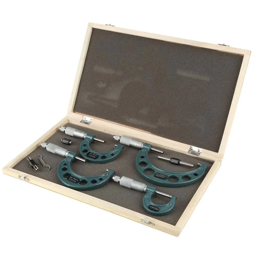 0-100mm 4 Pcs Outside Micrometer Metric 0-25mm/25-50mm/50-75mm/75-100mm Metric Gauge Vernier Caliper Thickness Measuring Tools
0-100mm 4 Pcs Outside Micrometer Metric 0-25mm/25-50mm/50-75mm/75-100mm Metric Gauge Vernier Caliper Thickness Measuring Tools