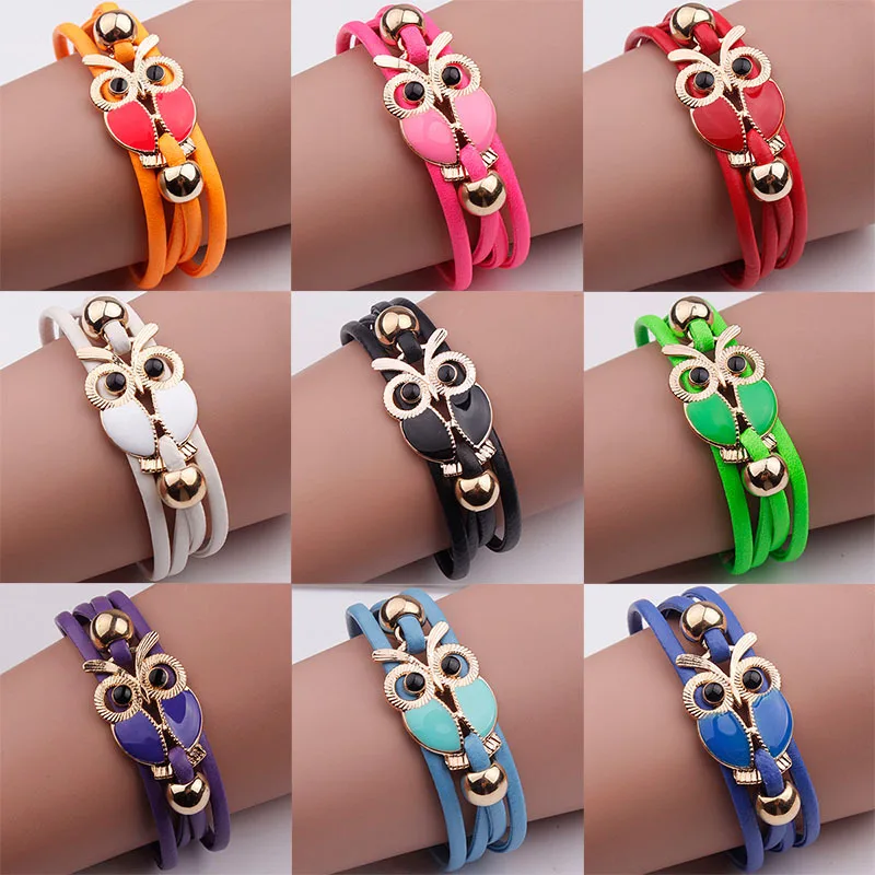 Direct European Fashionable PU leather multicolor alloy owl bangle bracelet to send his girlfriend a gift
Direct European Fashionable PU leather multicolor alloy owl bangle bracelet to send his girlfriend a gift