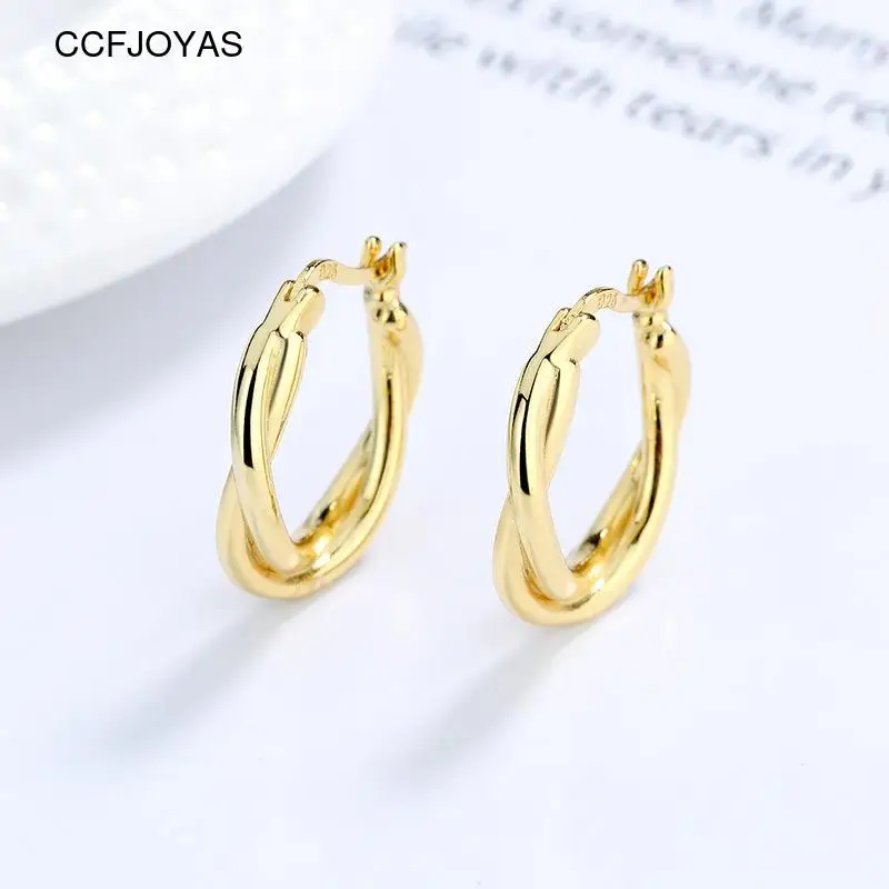CCFJOYAS Korean Style Retro Women Twist Hoop Earrings 925 Sterling Silver Temperament Personality Gold Silver color Earrings
CCFJOYAS Korean Style Retro Women Twist Hoop Earrings 925 Sterling Silver Temperament Personality Gold Silver color Earrings