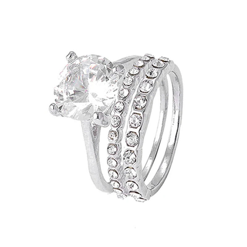 Luxury Classical Silver Colour White Crystal 3pcs/set Ring for Women Jewelry Wedding Engagement Gift
Luxury Classical Silver Colour White Crystal 3pcs/set Ring for Women Jewelry Wedding Engagement Gift