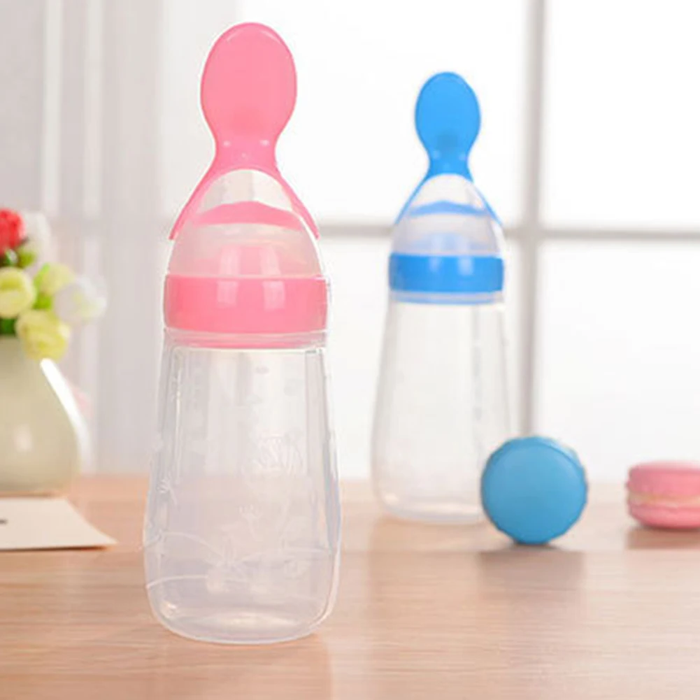 125ml Squeezing Feeding Bottle Silicone Newborn Baby Training Feeder With Spoon Cover Feeding Spoon Food Supplement Eating Tools
125ml Squeezing Feeding Bottle Silicone Newborn Baby Training Feeder With Spoon Cover Feeding Spoon Food Supplement Eating Tools