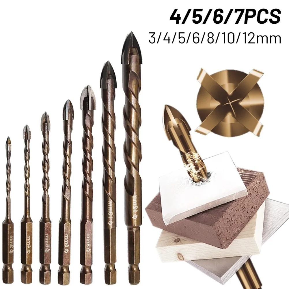 7pcs 3-12mm Brown Carpentry Cross Hex Tile Drill Bits For Glass Ceramic Wood Hole Opener Triangle Tools Hand Electric Drill Bit
7pcs 3-12mm Brown Carpentry Cross Hex Tile Drill Bits For Glass Ceramic Wood Hole Opener Triangle Tools Hand Electric Drill Bit