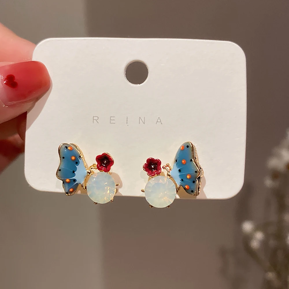Sweet Diamond Butterfly Stud Earrings Colorful Flower Earrings For Girl Woman Fashion Jewelry
Sweet Diamond Butterfly Stud Earrings Colorful Flower Earrings For Girl Woman Fashion Jewelry