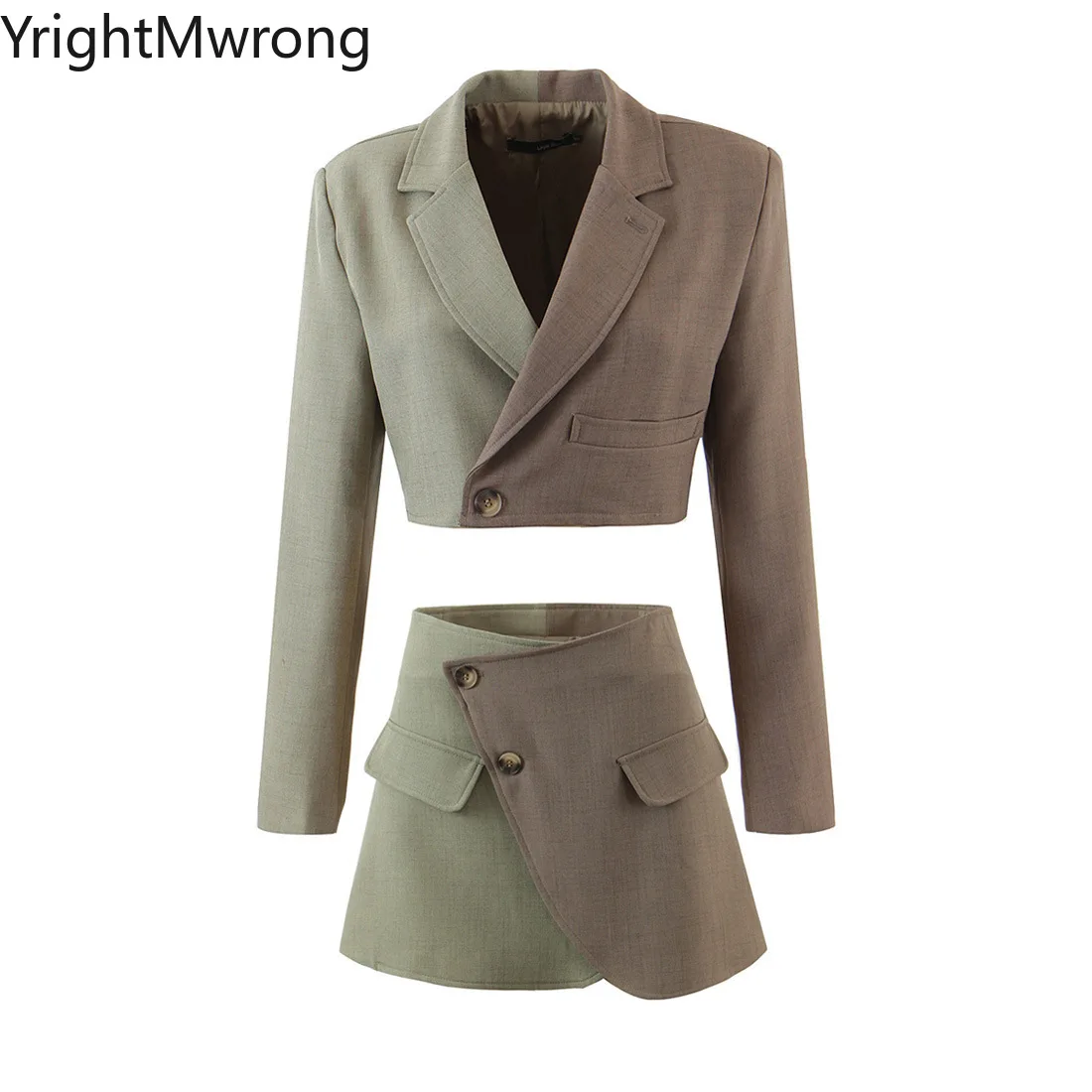Two Piece Set Fall Patchwork Colorblock Contrast Blazer Slim Jacket Outfit Crop Top + Mini Skirt Suit Women Fashion Office Style
Two Piece Set Fall Patchwork Colorblock Contrast Blazer Slim Jacket Outfit Crop Top + Mini Skirt Suit Women Fashion Office Style