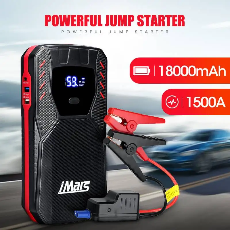 iMars Car Jump Starter 18000mAh 1500A QC3.0 Charger Portable Power Bank Emergency Power Supply Bank Battery with LED Flashlight
iMars Car Jump Starter 18000mAh 1500A QC3.0 Charger Portable Power Bank Emergency Power Supply Bank Battery with LED Flashlight