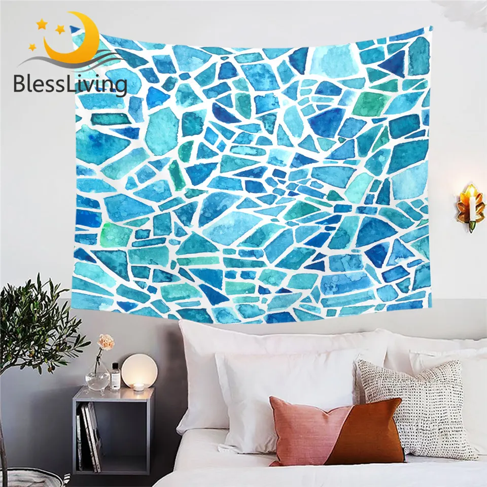 BlessLiving Blue Stone Tapestry Wall Hanging Watercolor Decorative Wall Carpet Geometric Bedspreads Mosaic Bed Sheets
BlessLiving Blue Stone Tapestry Wall Hanging Watercolor Decorative Wall Carpet Geometric Bedspreads Mosaic Bed Sheets