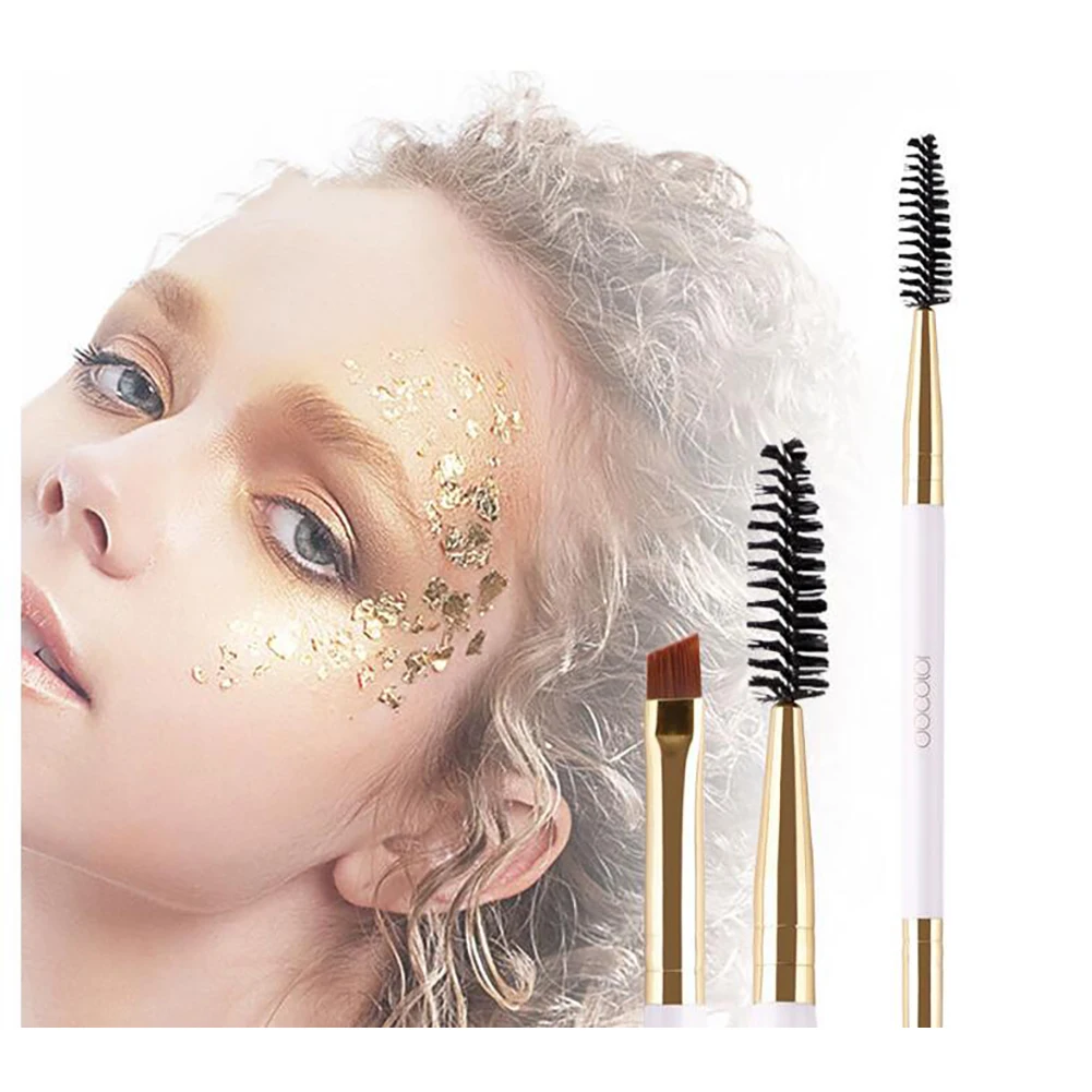 

1PC Duo Eyebrow Brushes Eyelash Brush Comb Premium Angled Mascara Wands Applicator Spoolers Brush Brow Comb Makeup Tools