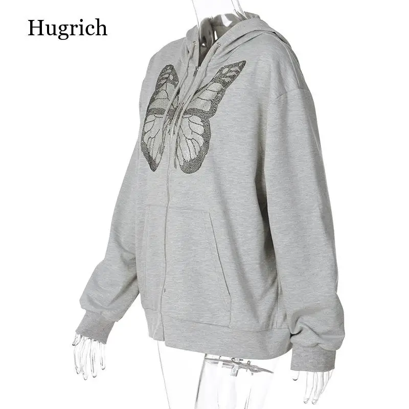 Fashion Oversized Butterfly Graphic Rhinestone Zip Up Hoodies Streetwear Diamond Grey Long Jacket Autumn
Fashion Oversized Butterfly Graphic Rhinestone Zip Up Hoodies Streetwear Diamond Grey Long Jacket Autumn