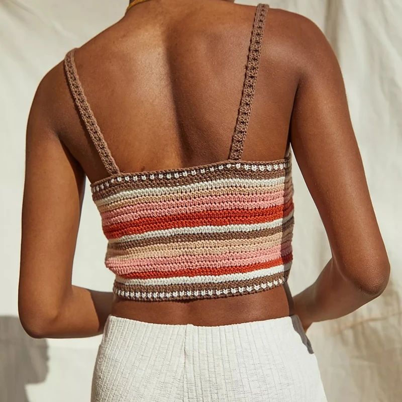 Colorful Striped Knitted Cami Top 90s Vintage Summer Beach Boho Sexy Sleeveless Spaghetti Strap Top Crop Women Y2K Aesthetic
Colorful Striped Knitted Cami Top 90s Vintage Summer Beach Boho Sexy Sleeveless Spaghetti Strap Top Crop Women Y2K Aesthetic