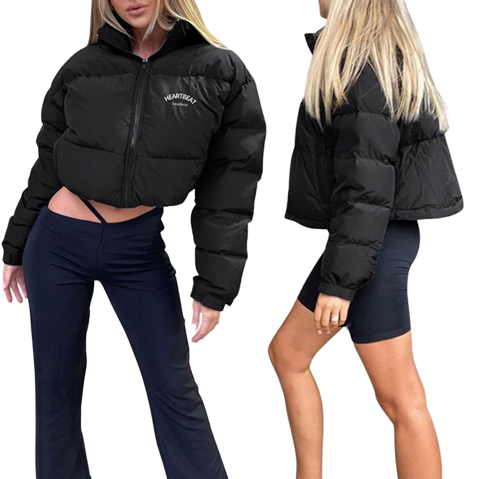 hirigin Fashion Women Stand-up Collar Down Jacket Black Zipper Open Front Letters Embroidery Pattern Warm Overcoat for Winter
hirigin Fashion Women Stand-up Collar Down Jacket Black Zipper Open Front Letters Embroidery Pattern Warm Overcoat for Winter